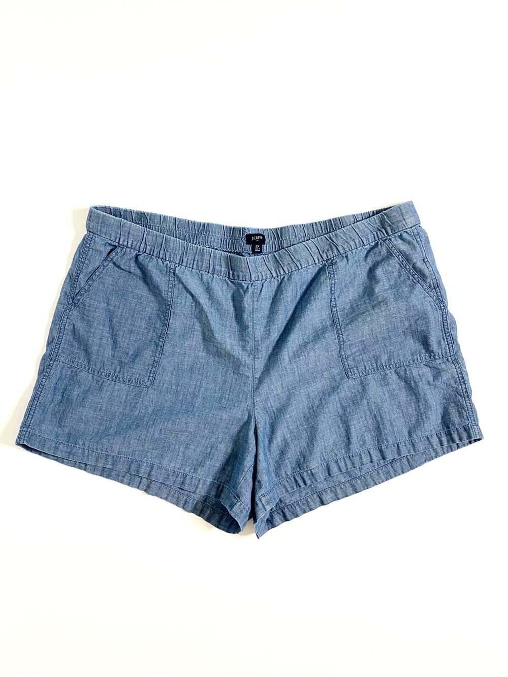 J. Crew Factory | Chambray Blue Cotton Elastic-Waist Pocket Pull-On Shorts Sz 2X